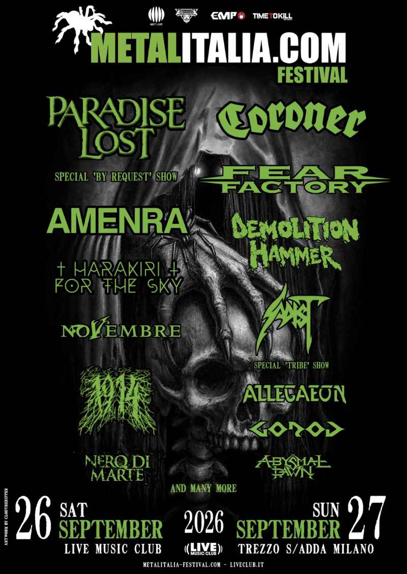 Confirmaciones del Metalitalia Festival 2026 que ha confirmado a Allegaeon, Harakiri For The Sky entre otros.