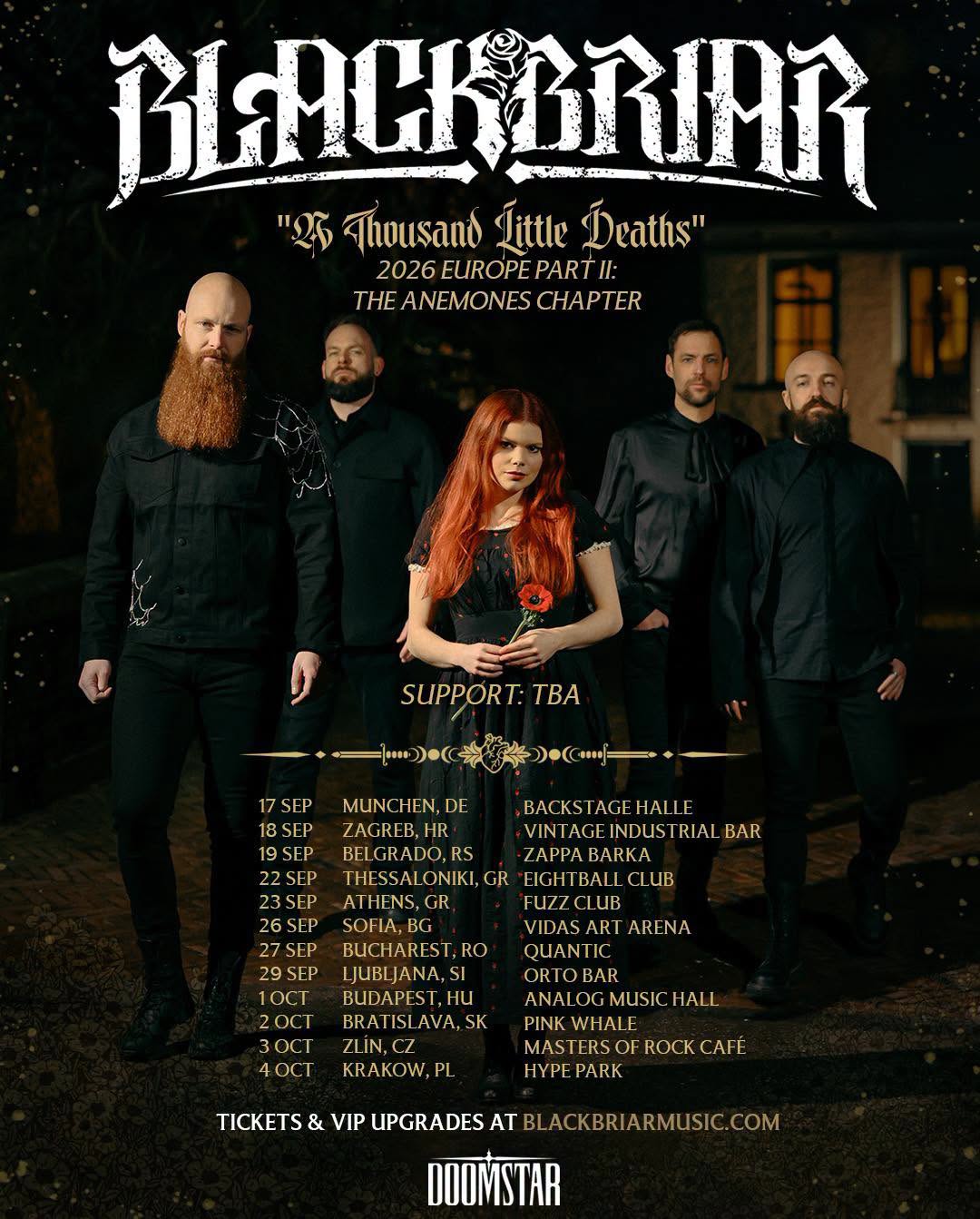 Blackbriar se complace en anunciar la segunda parte de su gira europea «A Thousand Little Deaths»