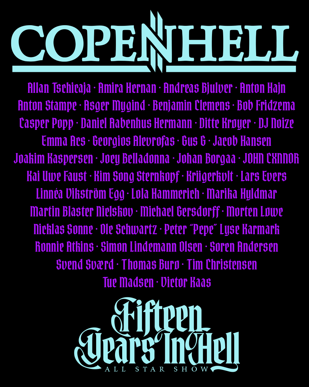 El Copenhell revela la lista completa de artistas para el concierto del «Fifteen Years in Hell» que contará con músicos de múltiples artistas daneses