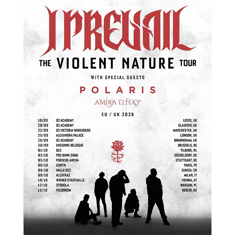 La banda estadounidense de post-metalcore I Prevail ha anunciado su gira europea «The Violent Nature Tour»