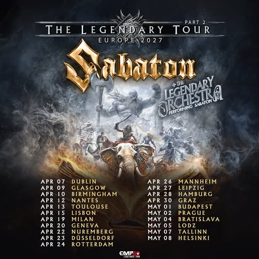 Sabaton continúa su gira europea en la primavera de 2027
