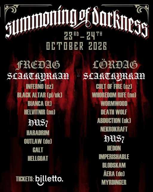 Cartel y fechas para el festival sueco Summoning Of Darkness 2026