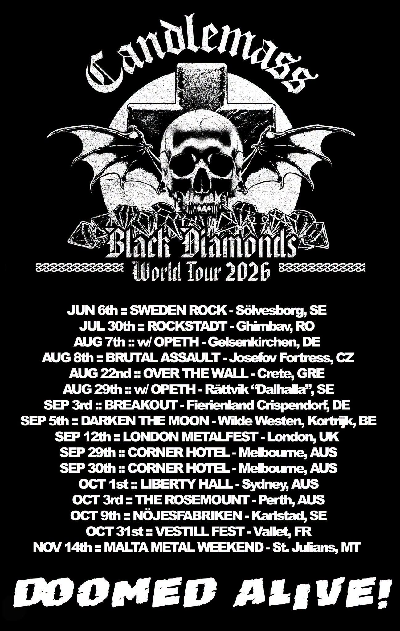Próximas fechas europeas y australianas de Candlemass
