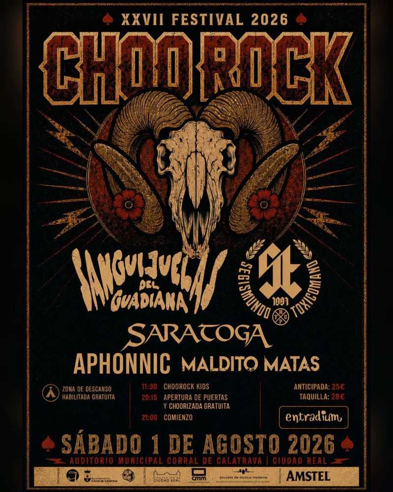 Saratoga en el ChooRock Festival 2026 de Corral de Calatrava (Ciudad Real)