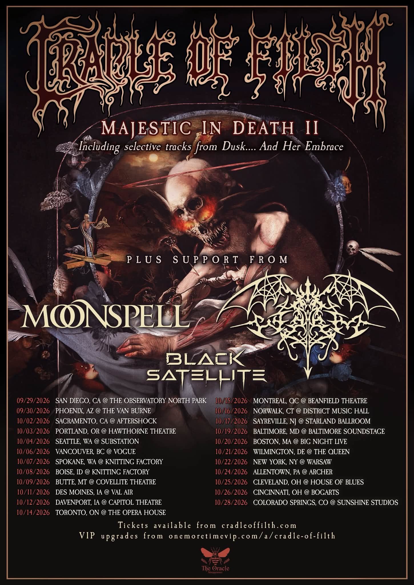 Cradle of Filth ha anunciado la segunda etapa de su gira norteamericana «Majestic In Death».