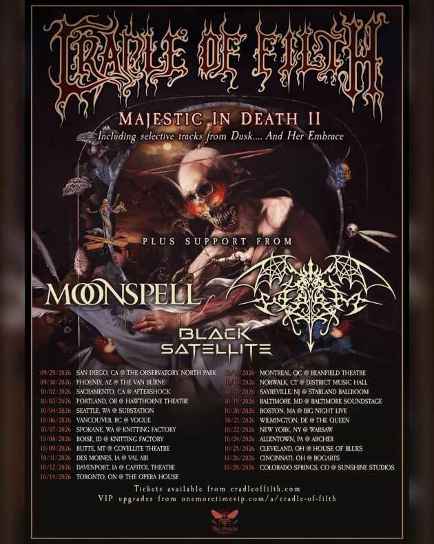 Moonspell con Cradle Of Filth en Norteamérica en otoño