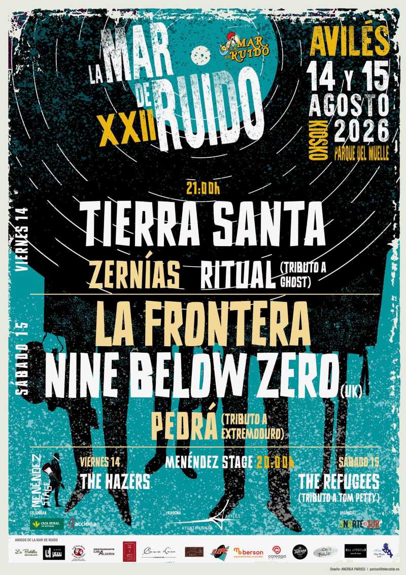Cartel del La Mar de Ruido festival de Avilés para el 14 y 15 de agosto
