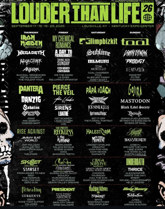 Iron Maiden y My Chemical Romance, entre los grandes nombres del festival Louder Than Life.
