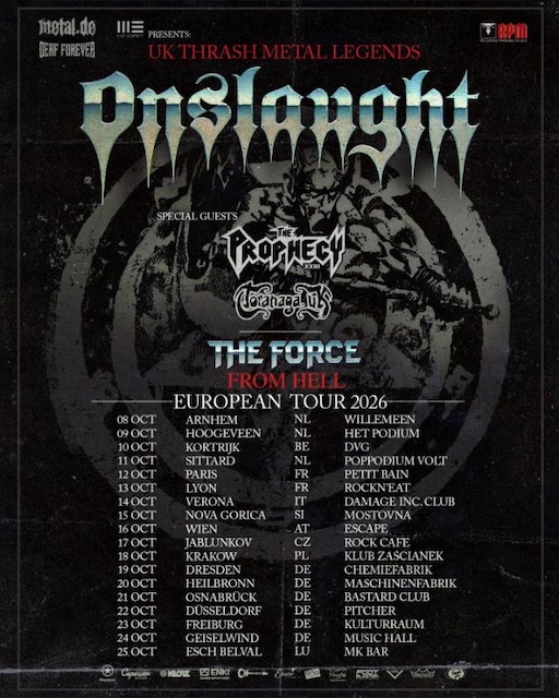 Onslaught anuncia las fechas de la segunda etapa de su gira «The Force From Hell»
