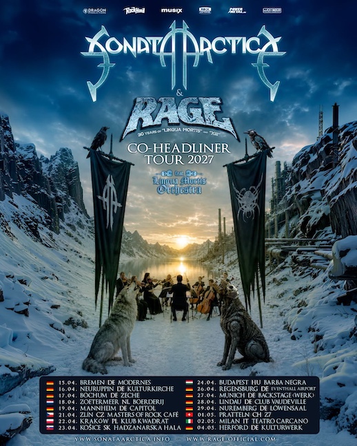 Sonata Arctica y Rage, acompañados por la Lingua Mortis Orchestra,  emprenderán una gira conjunta como cabezas de cartel por varios países europeos a partir de abril de 2027.