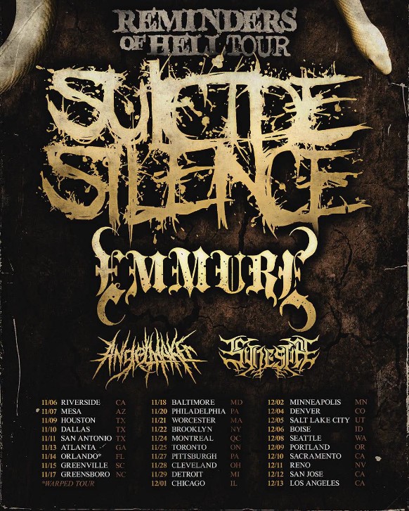 Suicide Silence y Emmure encabezan la gira norteamericana “Reminders of Hell Tour”.