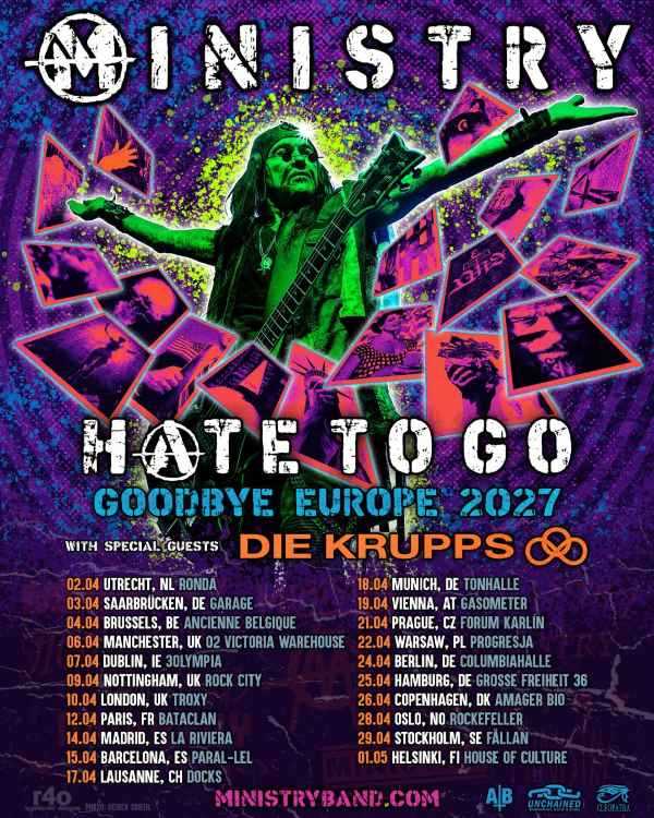 Fechas del «The Goodbye Europe Tour» de Ministry