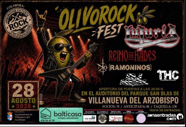 El Olivorock Fest 2026 de Jaén, el 28 de agosto