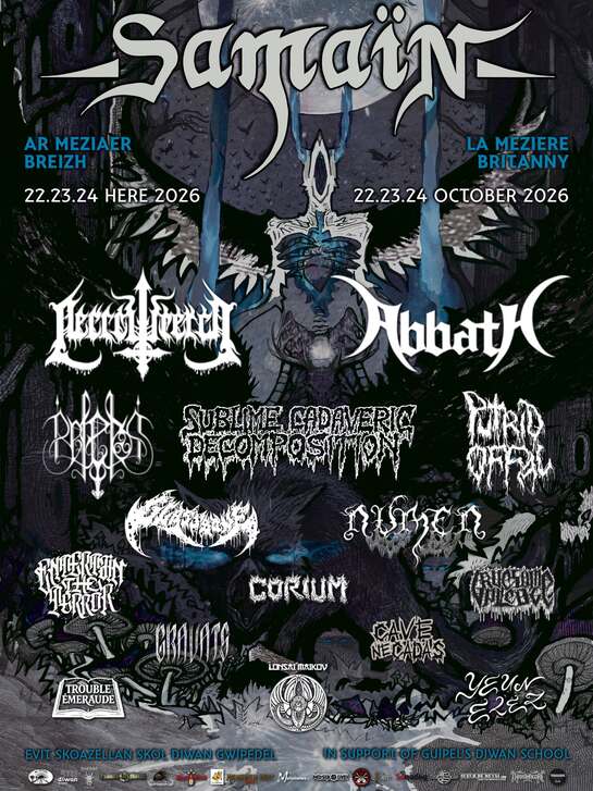 El festival Samaïn anuncia su demoledor cartel de metal extremo para octubre de 2026 en Bretaña.