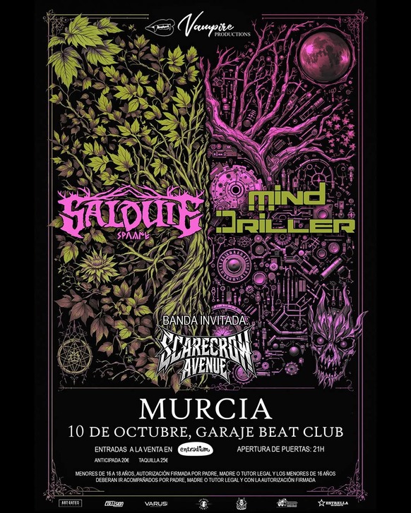 Salduie y Mind Driller liderarán una demoledora noche de metal en la Sala Garaje Beat Club de Murcia.