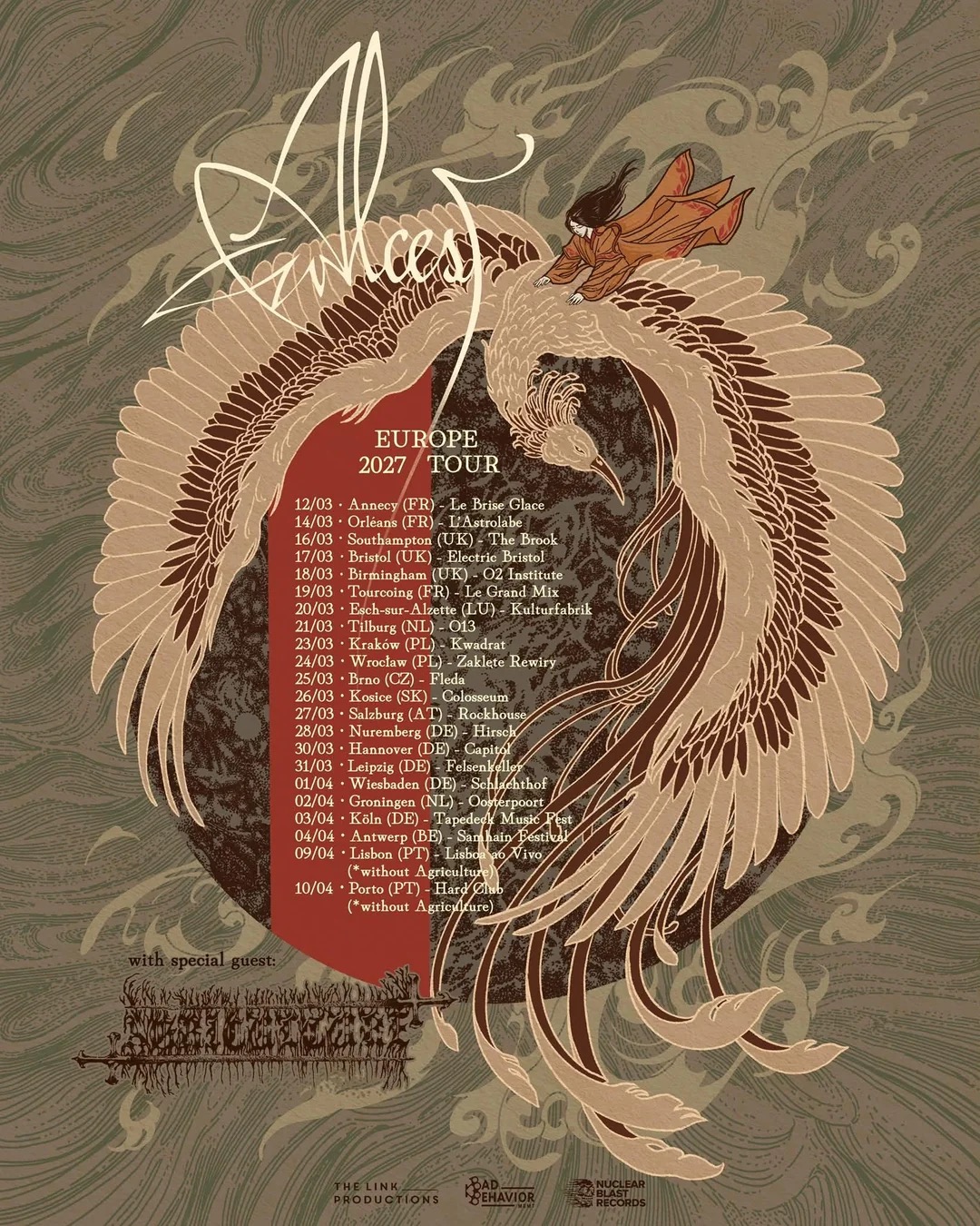 Alcest se complace en anunciar que realizará una gira por Europa en marzo y abril de 2027
