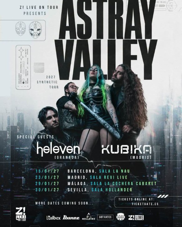 Astray Valley anuncia su gira “Synthetic Tour 2027” junto a Heleven y Kubika.