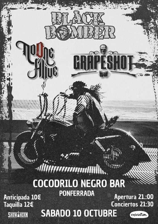 Black Bomber, No One Alive y Grapeshot juntos en concierto en Ponferrada