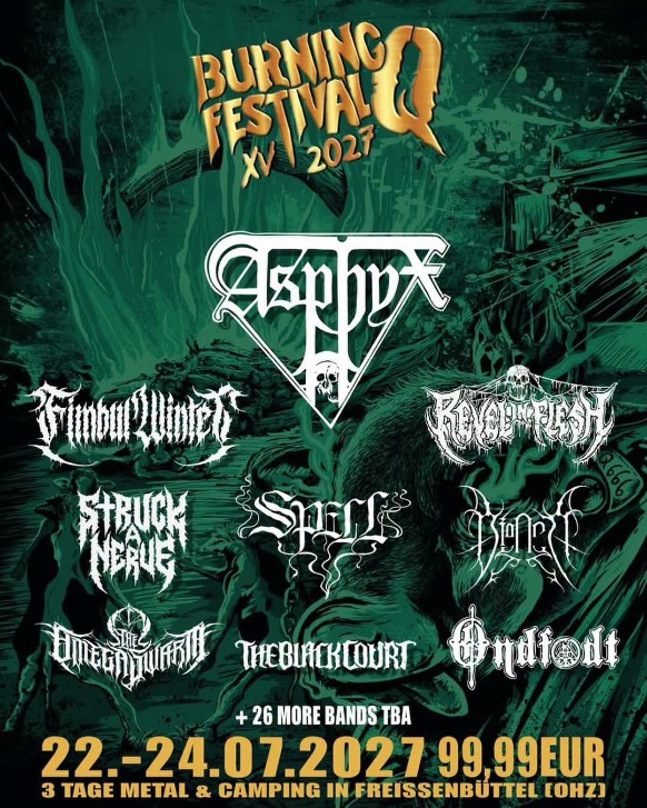 El Burning Q Festival celebra su 15.º aniversario en 2027 con un potente cartel encabezado por Asphyx.