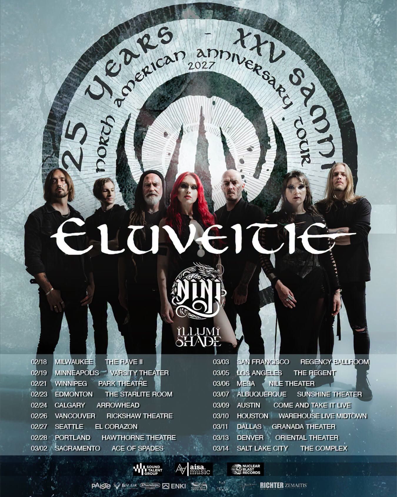 Fechas de la gira por Norteamérica de Eluveitie celebrando su 25 aniversario