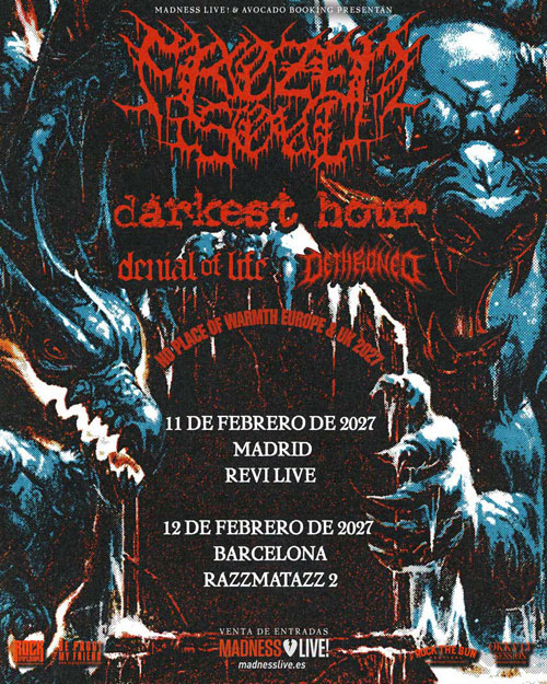 Frozen Soul ha confirmado dos actuaciones en España como parte de su gira europea prevista para febrero de 2027.