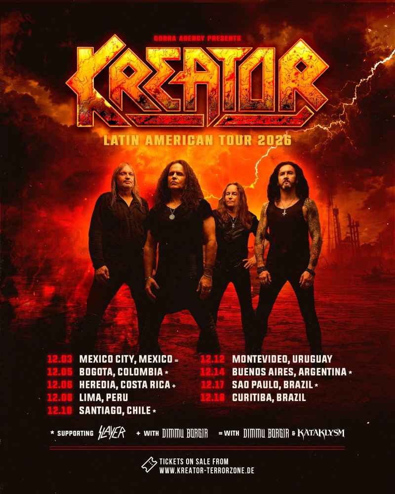 Este mes de diciembre, Kreator viajarán a Latinoamérica para ofrecer una serie de conciertos.