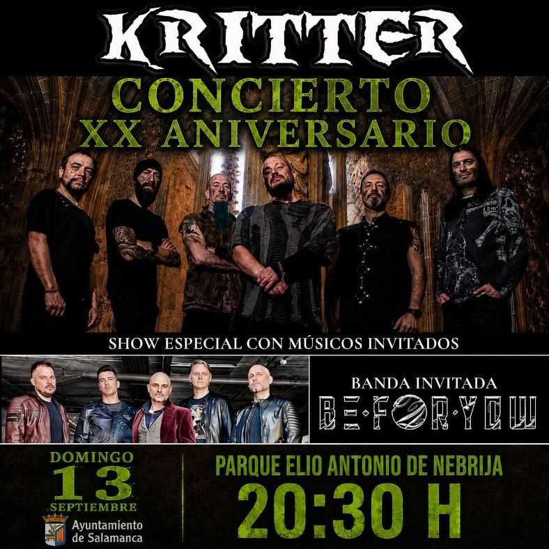 Próximos conciertos de Kritter, incluido su show de XX aniversario en Salamanca