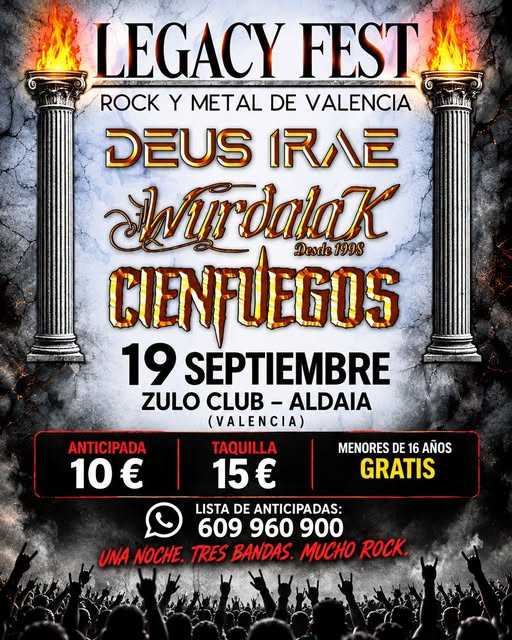 El sábado 19 de septiembre el Legacy Fest en el Zulú Klub de Aldaia (Valencia)