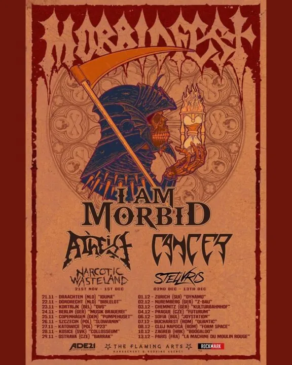 Fechas del Morbidfest 2026 con la participación de I Am Morbid, Atheist y Cancer.