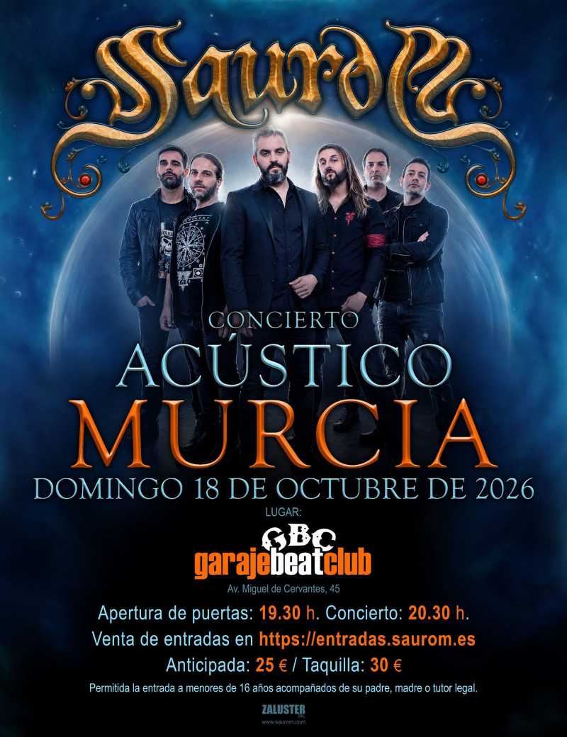 Saurom en acústico el 18 de octubre en Garaje Beat Club de Murcia