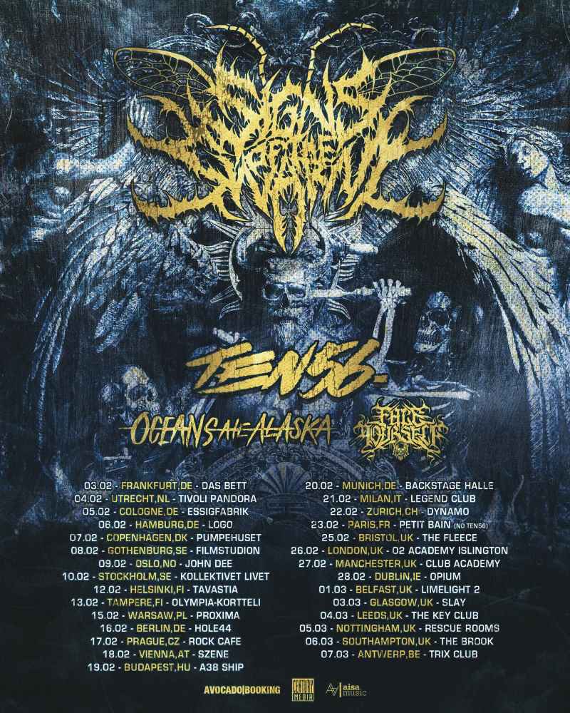 La banda estadounidense de Deathcore Signs Of The Swarm emprenderá una gira europea de 29 fechas como cabeza de cartel