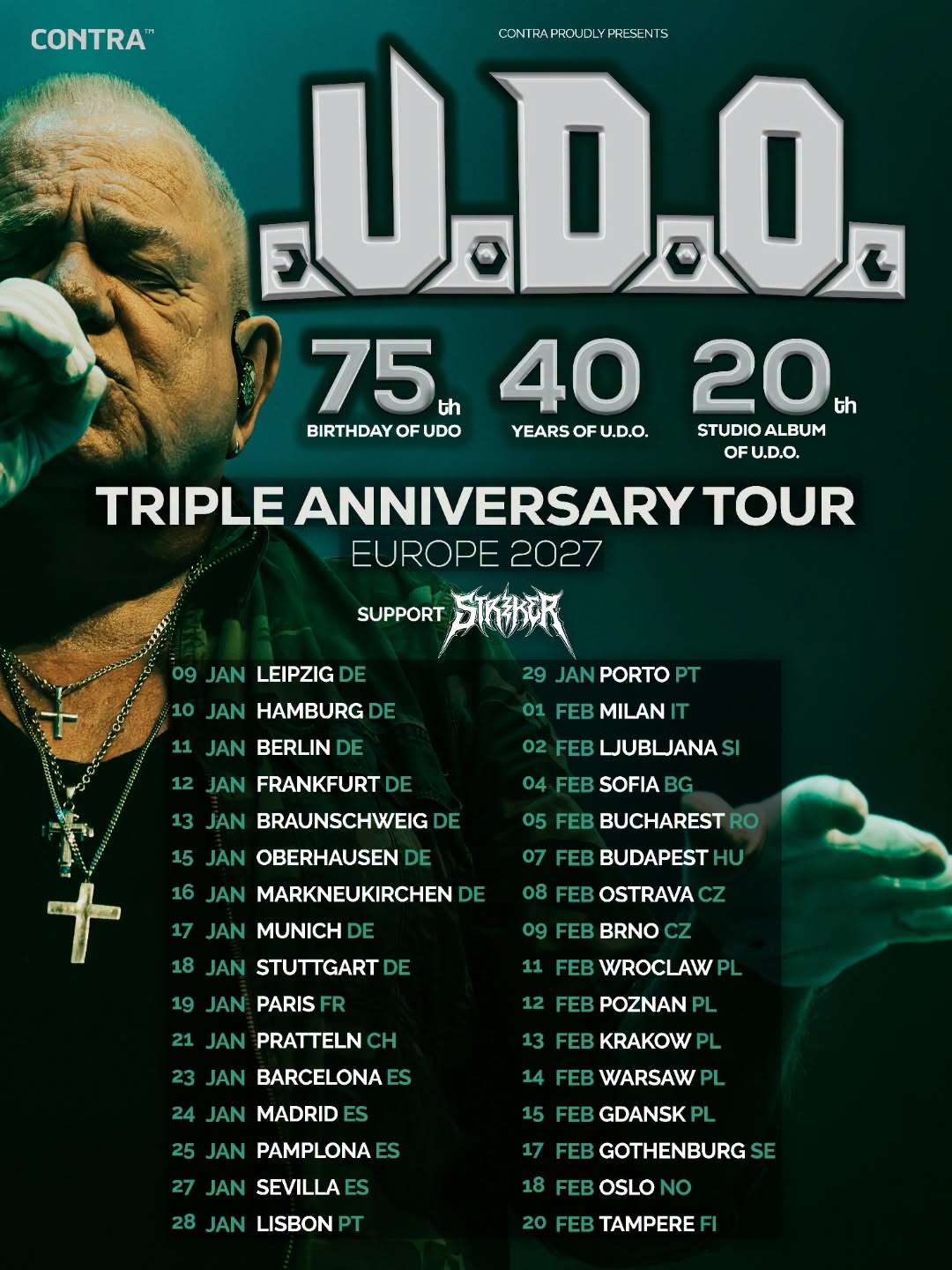 Los veteranos alemanes del heavy metal U.D.O. nos recuerdan la gira europea «Triple Anniversary European Tour»