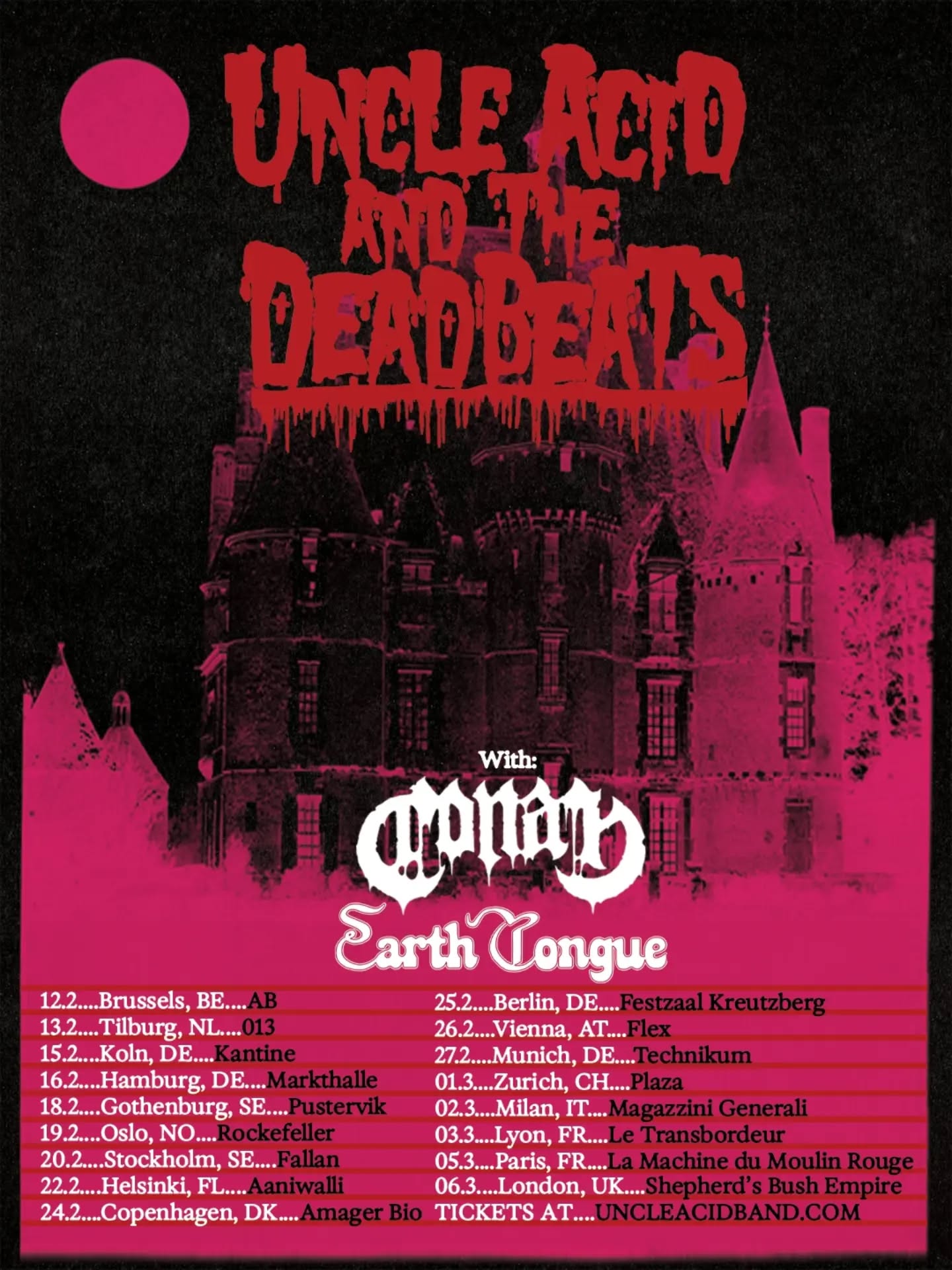 La banda de doom psicodélico Uncle Acid & The Deadbeats ha anunciado que emprenderá una gira por Europa