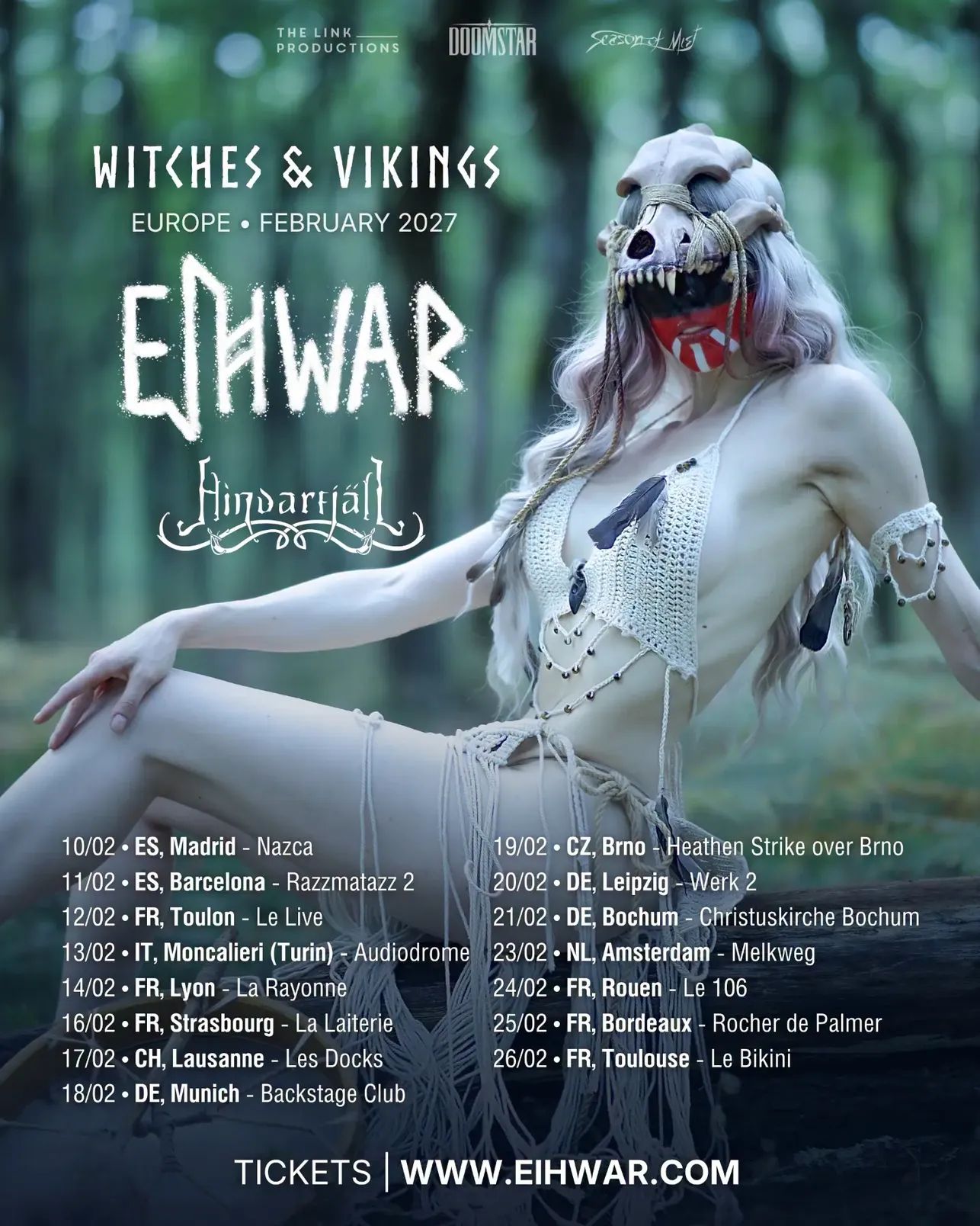Eihwar traerá su gira “Witches & Vikings” a Madrid y Barcelona en 2027.