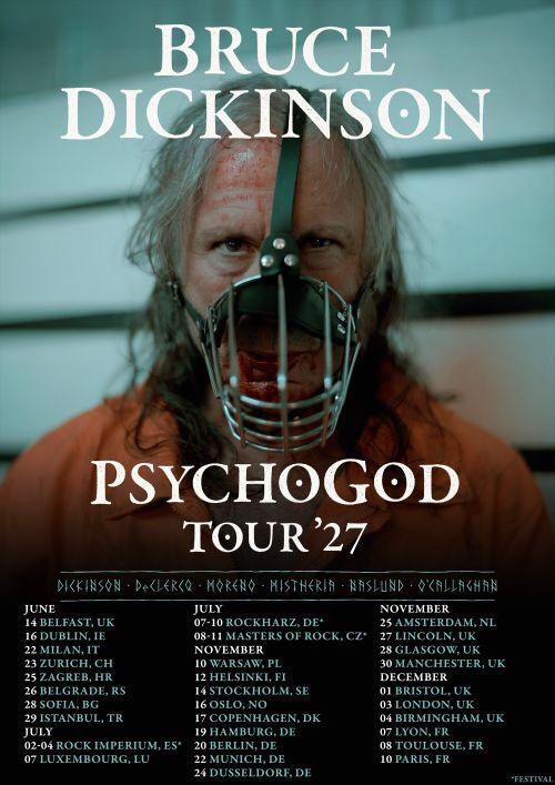 Fechas del “PsychoGod Tour ‘27″ de Bruce Dickinson