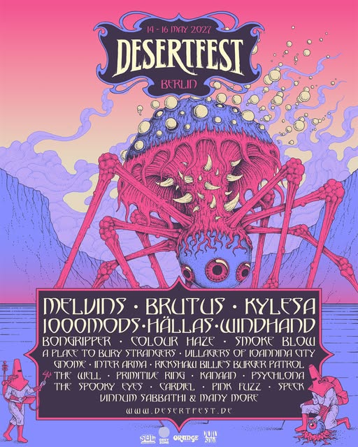 Desertfest Berlin 2027, con nombres variados y donde destacan Brutus, Kylesa, Windhand, The Well, 1000mods entre otros.