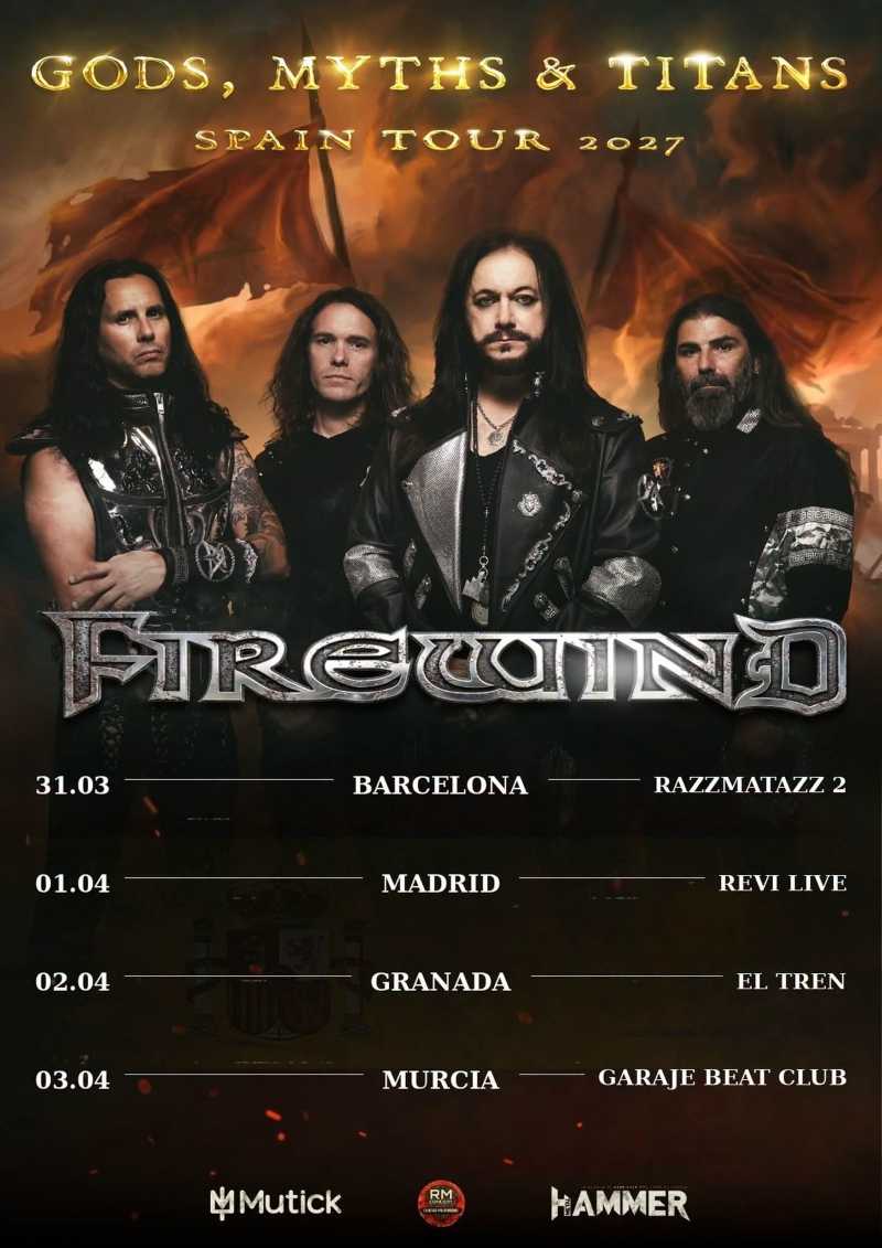Confirmados cuatro conciertos de Firewind en España para la primavera de 2027