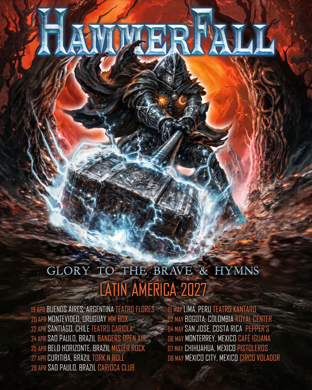 Hammerfall  anuncia la próxima primavera tour por Latinoamérica