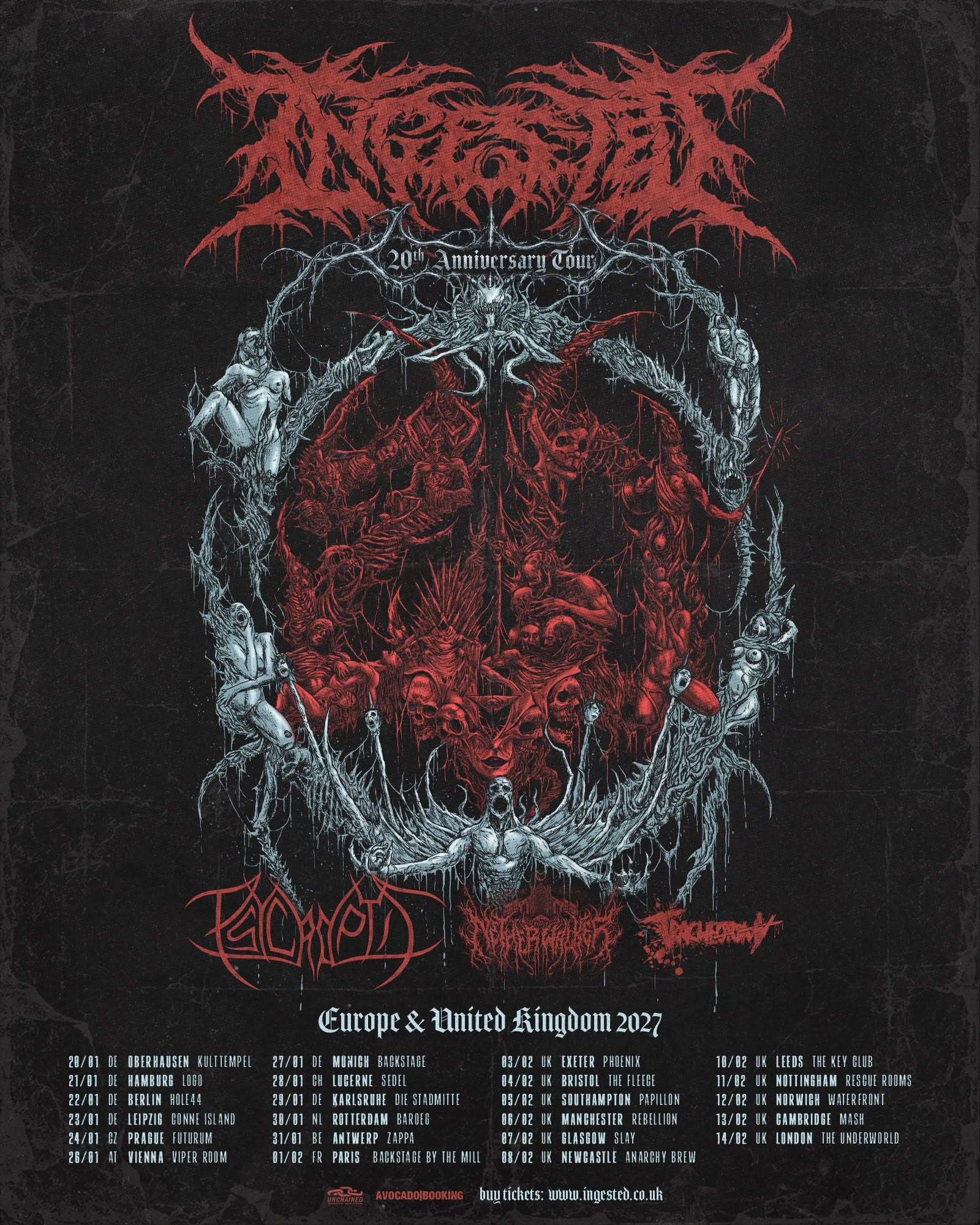 Ingested se complace en anunciar una gira europea como cabeza de cartel con motivo de su 20.º aniversario.