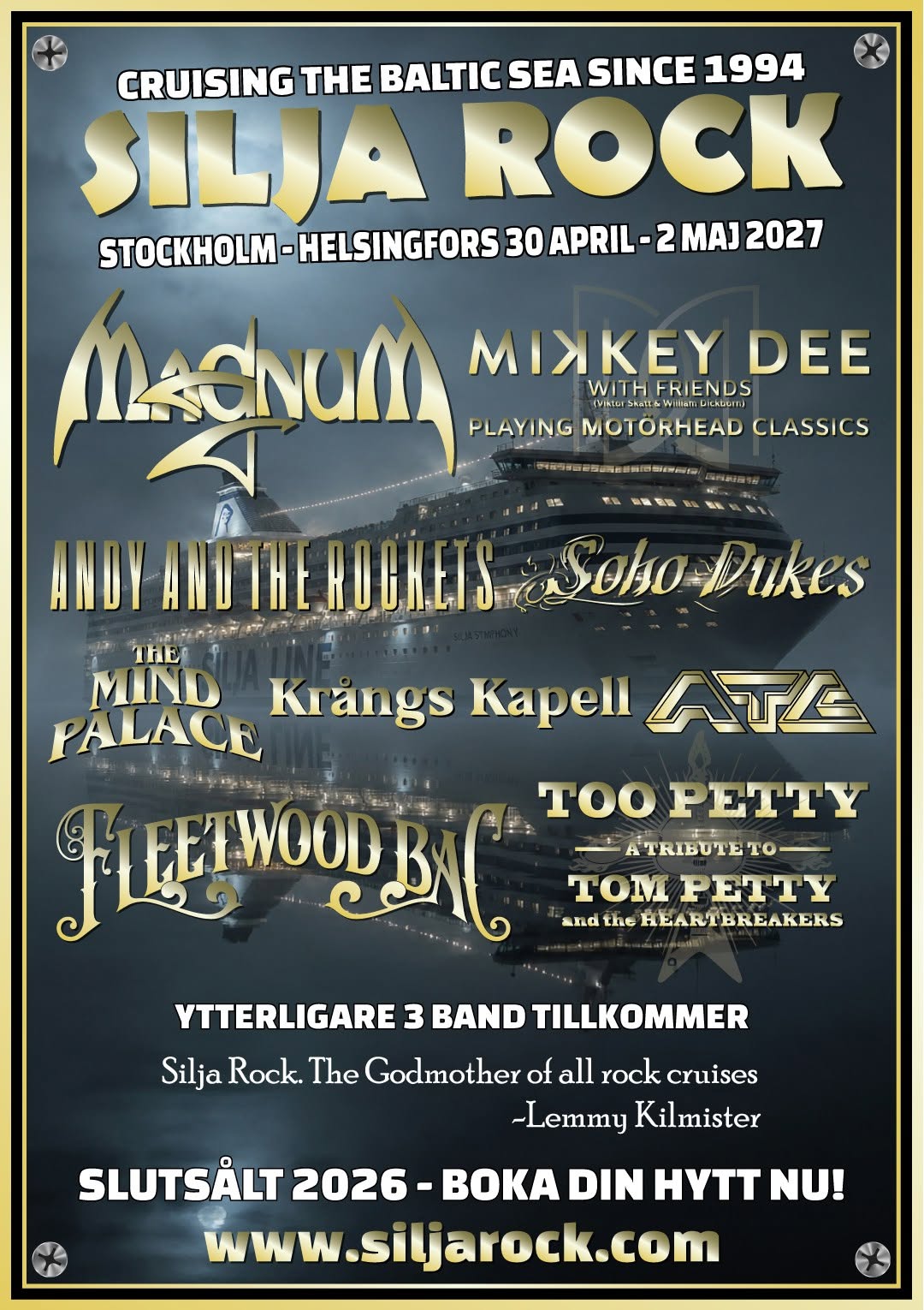 Bandas confirmadas en el Silja Rock 2/1 por el Mar Báltico
