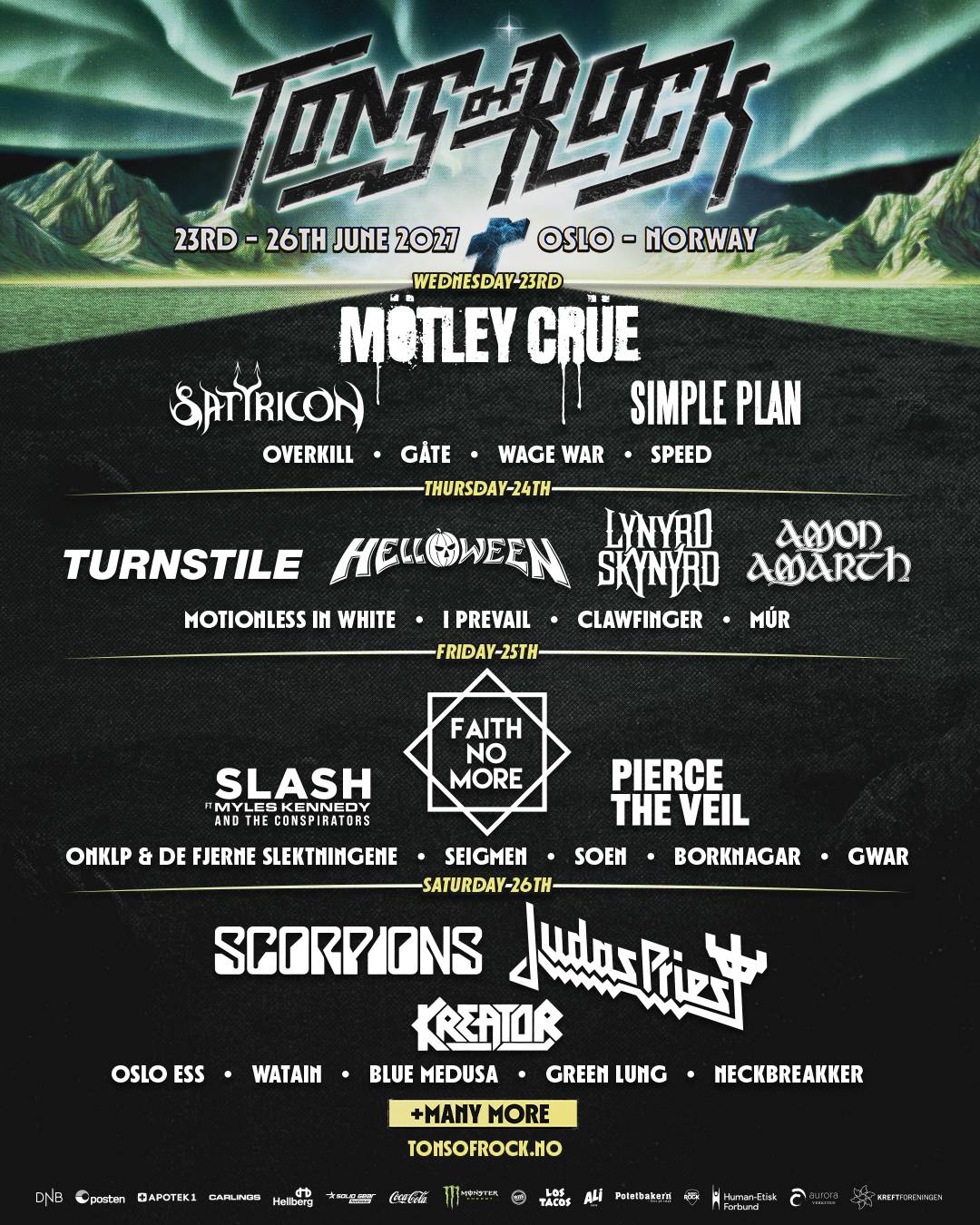¡Nueva oleada de confirmaciones al Tons of Rock 2027!