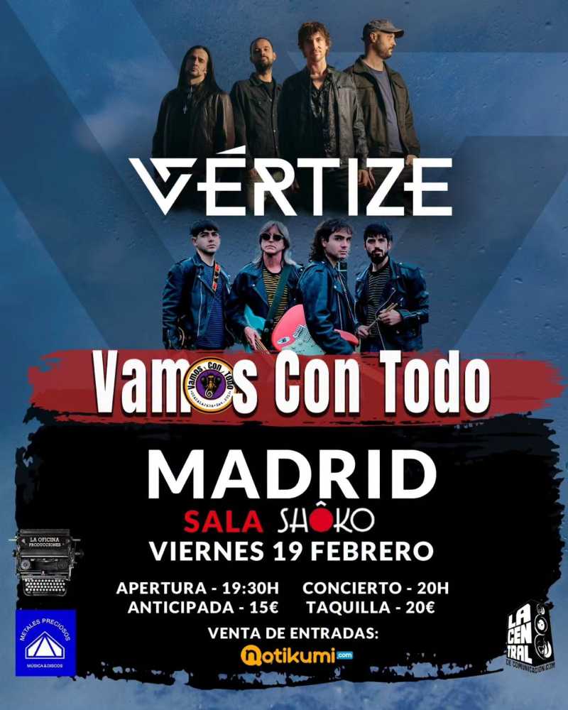 Vértize anuncia concierto en Madrid el 19 de febrero en Sala Shoko
